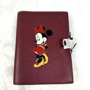 Disney X Coach Notebook In Regenerative Leather With Minnie In Wine CQ803 NWT